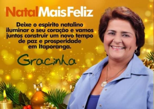   Prefeita Gracinha deseja a todos um Feliz Natal e um Próspero Ano Novo.