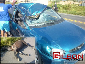  Vítima de atropelamento entre animal e carro em Areia Branca, idoso não resiste aos ferimentos.(Foto: Gilson de Oliveira)