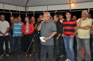 Fábio Reis (PMDB) reuniu-se com o governador em exercício, Jackson Barreto (PMDB) e o prefeito de Lagarto, Lila Fraga (PSDB), na residência do gestor.(Divulgação)