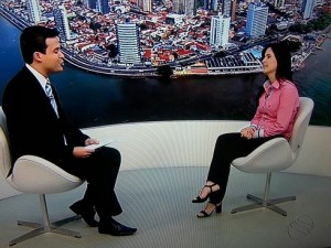 Prefeita Fernanda Machado concede entrevista ao Bom Dia Sergipe. (Foto: Ascom/PMBG) 