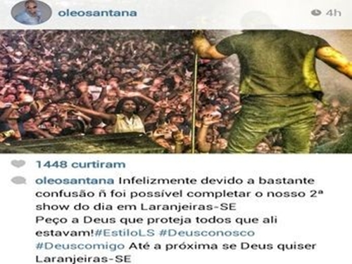 Show de Léo Santana e Parangolé é interrompido após confusão em Laranjeiras