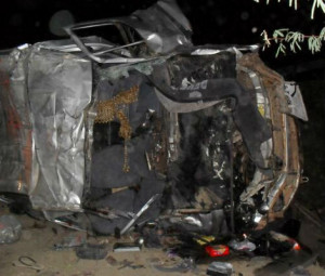 Veículo ficou totalmente destruído após acidente Foto: PRF/Twitter