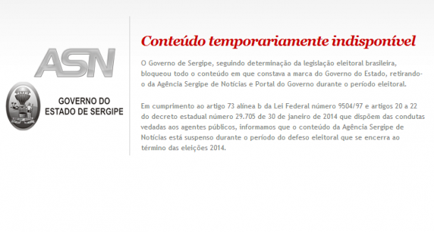 Sites de notícias do Governo de Sergipe estão bloqueados