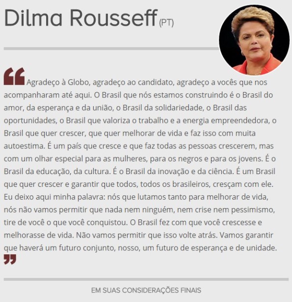  Dilma e Aécio respondem a indecisos e mantêm tom agressivo no último debate 