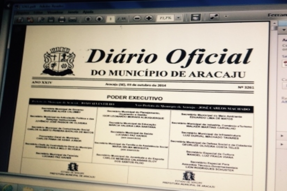 Diário Oficial de Aracaju será 100% digital