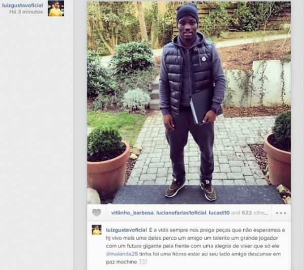 Luiz Gustavo escreveu em seu perfil no Instagram sobre Junior Malanda (Foto: Reprodução / Instagram)