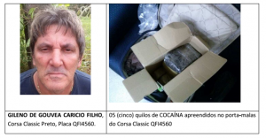  Gileno de Gouvea, por sua vez, foi preso em maio, em flagrante, no município de Cristinápolis/SE. (Divulgação/PF)