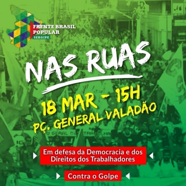 Frente Sergipana Brasil Popular realiza Plenária e Ato Público em Aracaju