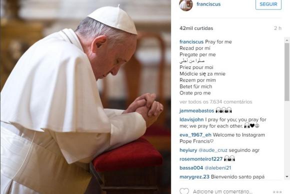 Papa Francisco estreia conta no Instagram