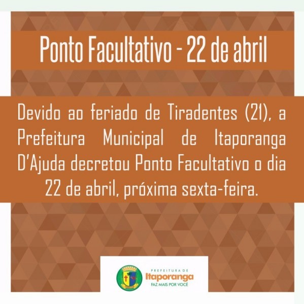 Prefeitura de Itaporanga decreta ponto facultativo nesta sexta-feira, 22