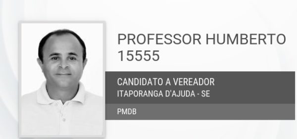  Professor Humberto foi reeleito vereador mais votado em Itaporanga D'Ajuda. (Foto TRE)