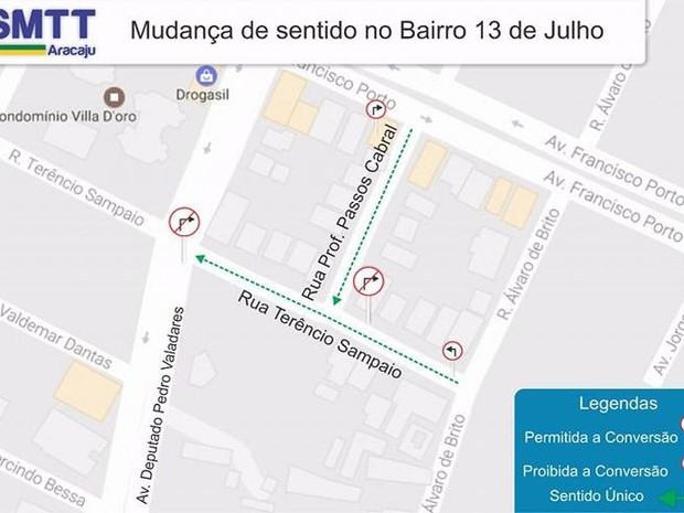 Confira mudanças que serão realizadas no Bairro 13 de Julho (Foto: SMTT/Divulgação) 