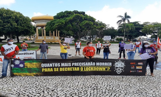 Entidades sindicais fazem ato pedindo ‘lockdown’ em Sergipe