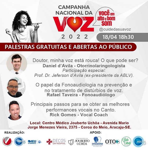 Campanha Nacional da Voz 2022 terá palestra gratuita e aberta ao público em Aracaju