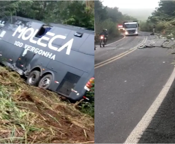 Acidente entre ambulância e ônibus da banda Moleca 100 Vergonha deixa um morto na BR-316, no Piauí