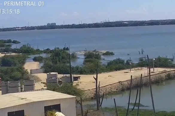 Vídeo: Mina 18 da Braskem registra rompimento em trecho da Lagoa Mundaú, alerta Defesa Civil