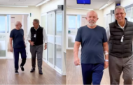 Após deixar UTI, Lula caminha pelos corredores do hospital e com curativo na cabeça; veja vídeo