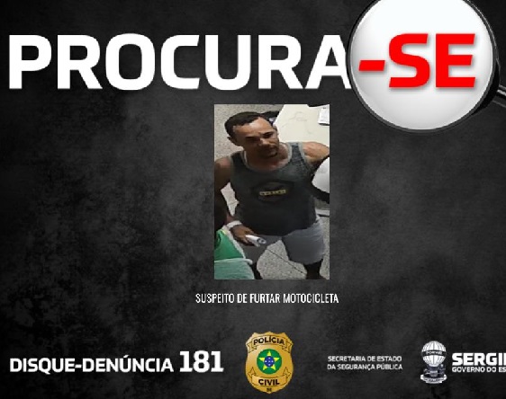 Polícia Civil divulga imagem de suspeito de furtar motocicleta no estacionamento do Hospital Zé Franco, em Socorro