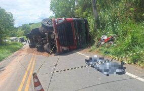 Motociclista morre em colisão com caminhão na SE-282, entre Estância e Boquim